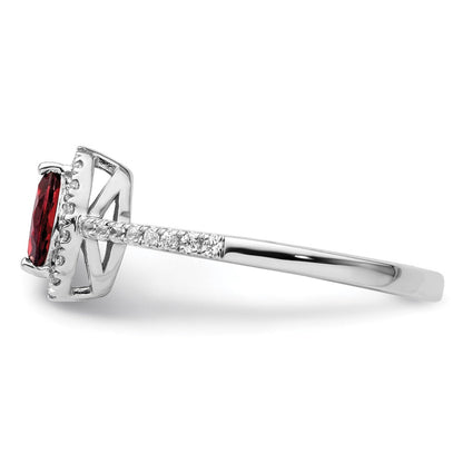14K Weißgold Ring mit 0,2 ct. im Labor gezüchteten Diamanten VS/SI+ G+ und Granat, Januar-Geburtsstein