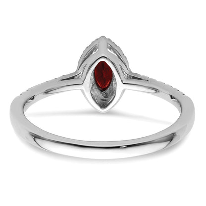 14K Weißgold Ring mit 0,2 ct. im Labor gezüchteten Diamanten VS/SI+ G+ und Granat, Januar-Geburtsstein