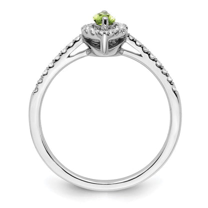 14K Weißgold Ring mit 0,2 ct. Labor gezüchteten Diamanten VS/SI+ G+ und Peridot, Geburtsstein für August