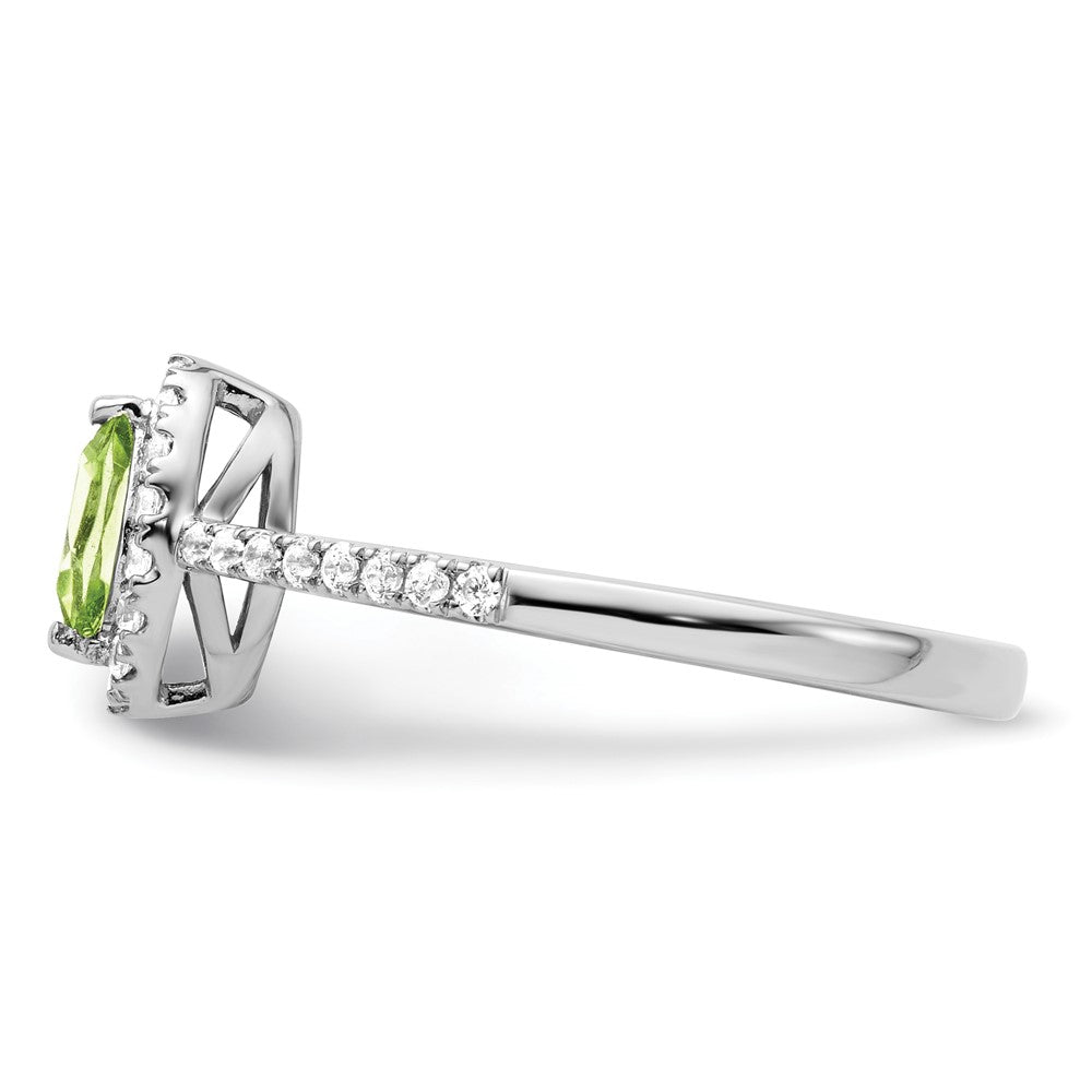 14K Weißgold Ring mit 0,2 ct. Labor gezüchteten Diamanten VS/SI+ G+ und Peridot, Geburtsstein für August