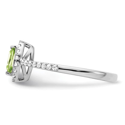 14K Weißgold Ring mit 0,2 ct. Labor gezüchteten Diamanten VS/SI+ G+ und Peridot, Geburtsstein für August
