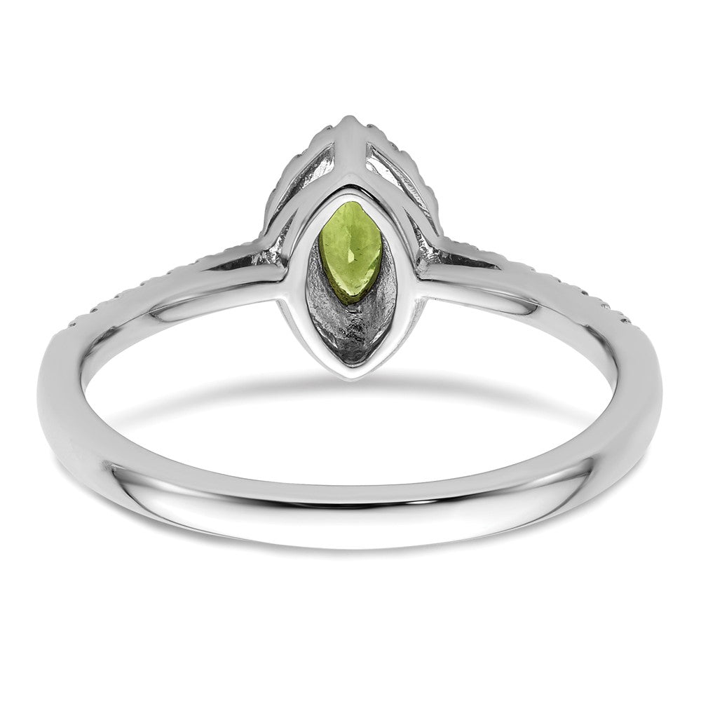 14K Weißgold Ring mit 0,2 ct. Labor gezüchteten Diamanten VS/SI+ G+ und Peridot, Geburtsstein für August