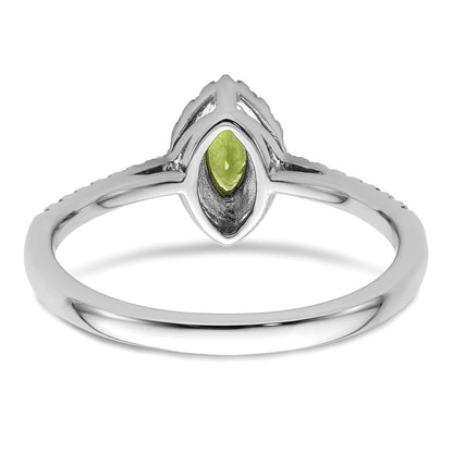 14K Weißgold Ring mit 0,2 ct. Labor gezüchteten Diamanten VS/SI+ G+ und Peridot, Geburtsstein für August