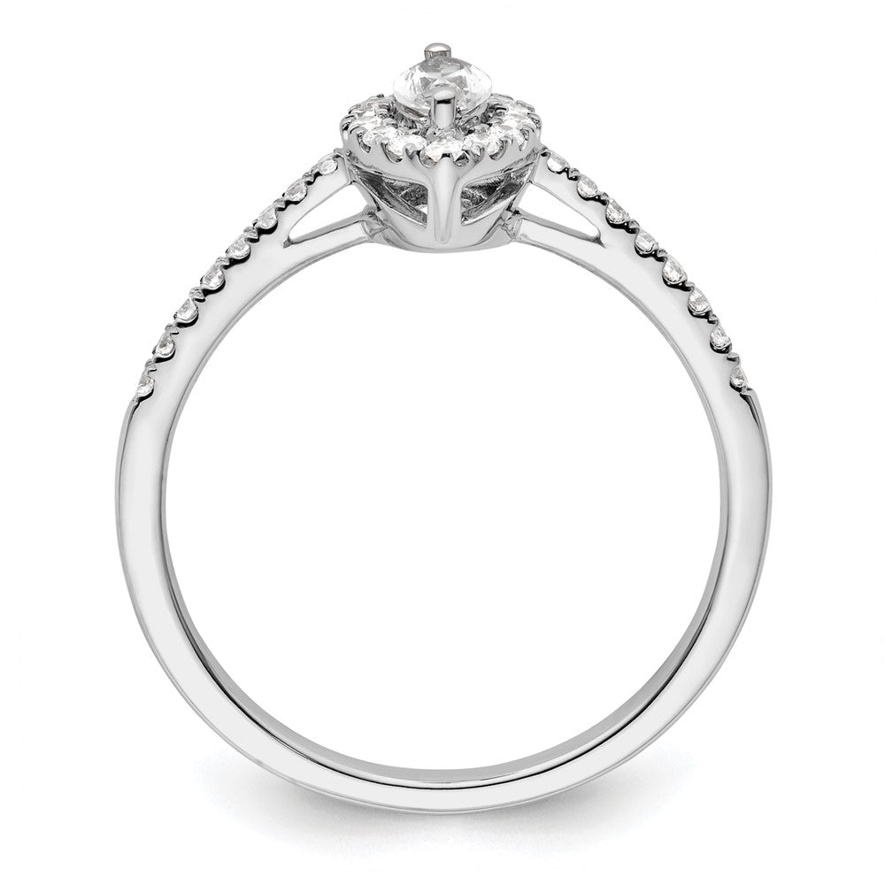 14K Weißgold Ring mit 0,2 ct. im Labor gezüchteten Diamanten VS/SI+ G+ und Weißem Saphir, Geburtsstein April