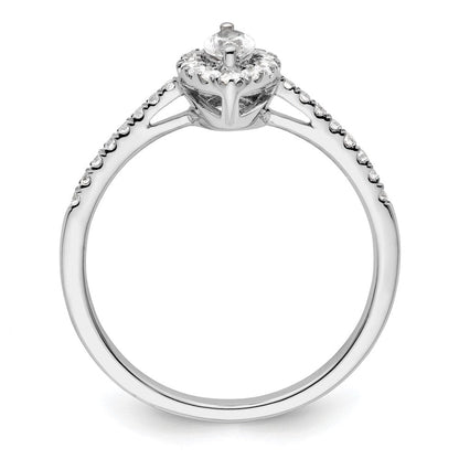 14K Weißgold Ring mit 0,2 ct. im Labor gezüchteten Diamanten VS/SI+ G+ und Weißem Saphir, Geburtsstein April