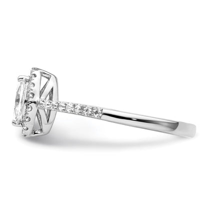 14K Weißgold Ring mit 0,2 ct. im Labor gezüchteten Diamanten VS/SI+ G+ und Weißem Saphir, Geburtsstein April