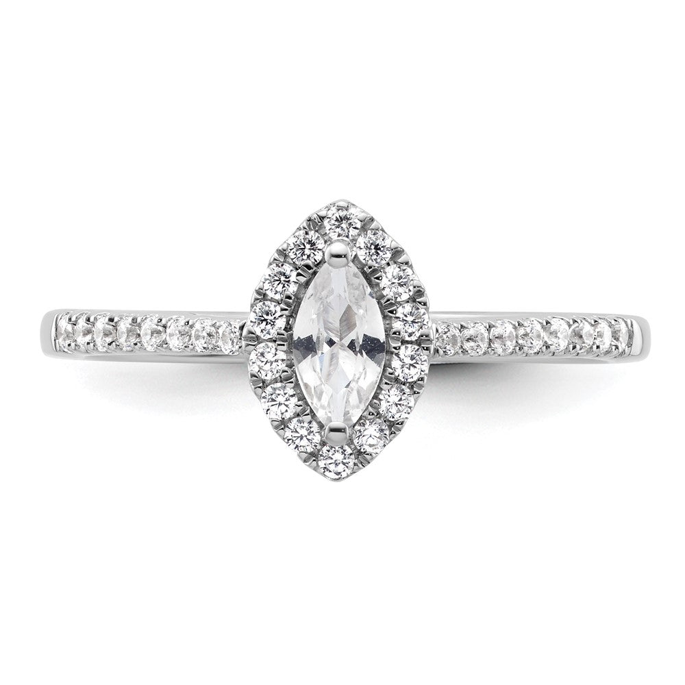 14K Weißgold Ring mit 0,2 ct. im Labor gezüchteten Diamanten VS/SI+ G+ und Weißem Saphir, Geburtsstein April