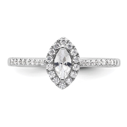 14K Weißgold Ring mit 0,2 ct. im Labor gezüchteten Diamanten VS/SI+ G+ und Weißem Saphir, Geburtsstein April
