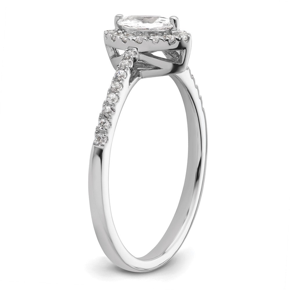14K Weißgold Ring mit 0,2 ct. im Labor gezüchteten Diamanten VS/SI+ G+ und Weißem Saphir, Geburtsstein April