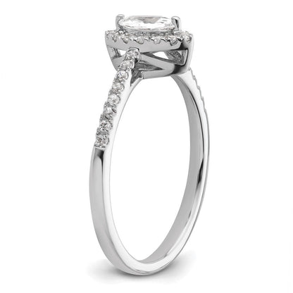 14K Weißgold Ring mit 0,2 ct. im Labor gezüchteten Diamanten VS/SI+ G+ und Weißem Saphir, Geburtsstein April