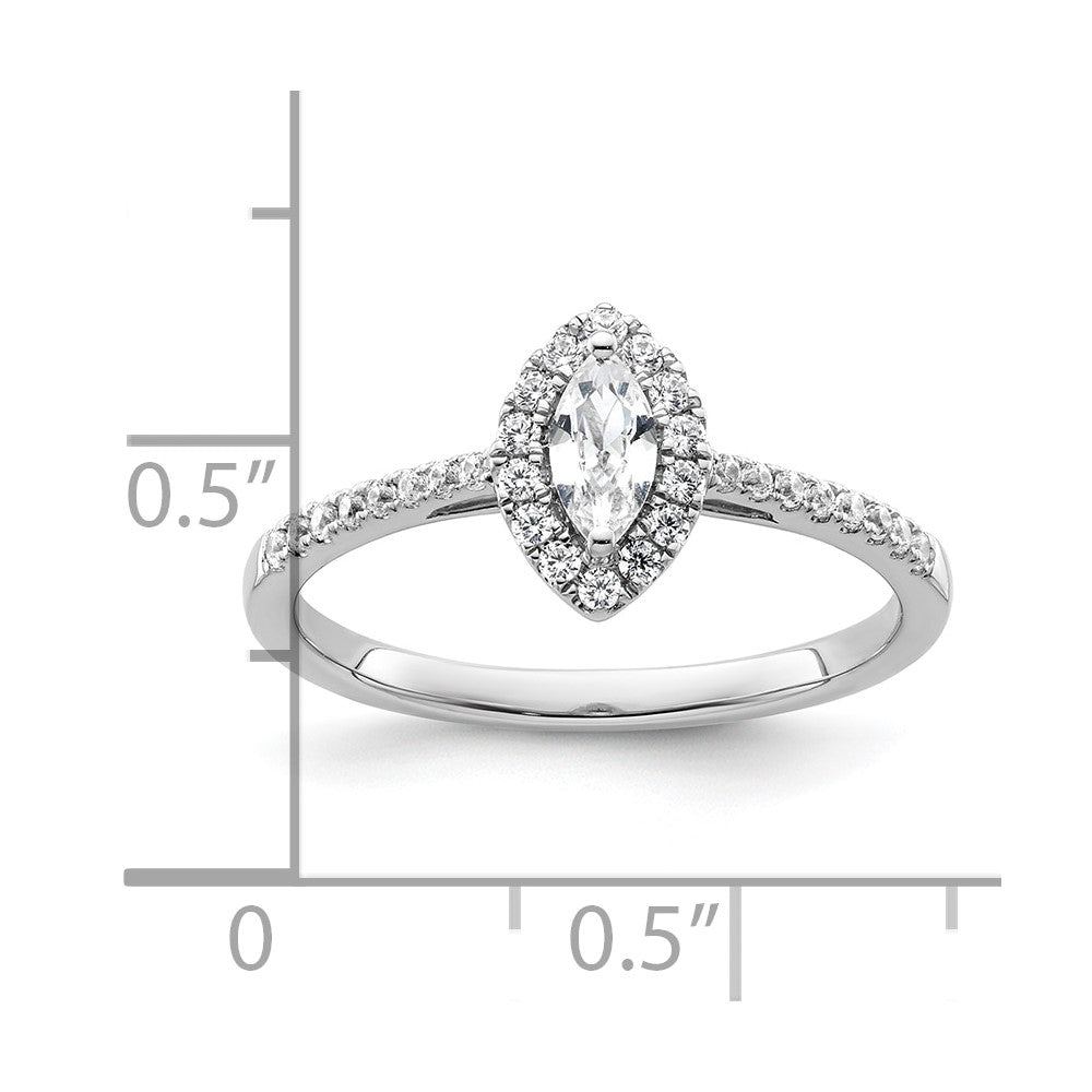 14K Weißgold Ring mit 0,2 ct. im Labor gezüchteten Diamanten VS/SI+ G+ und Weißem Saphir, Geburtsstein April