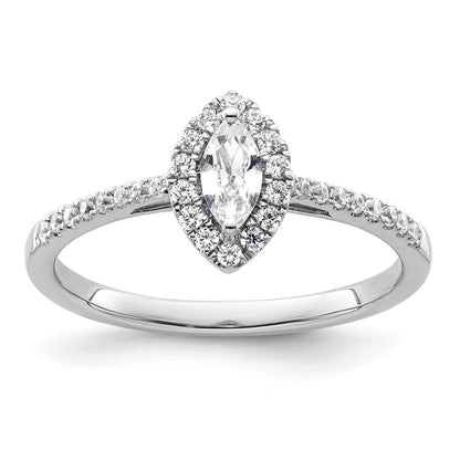 14K Weißgold Ring mit 0,2 ct. im Labor gezüchteten Diamanten VS/SI+ G+ und Weißem Saphir, Geburtsstein April