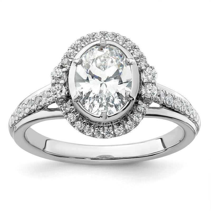 14K Weißgold True Origin 1/3 Karat Im Labor Gezüchtet Diamant Vs D E F Halbfassung Oval Fantasie Heiligenschein Verlobungsring