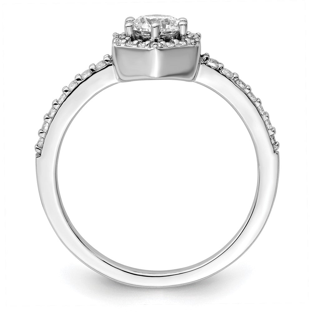 14K Weißgold Verlobungsring mit 0,625 ct. im Labor gezüchteten Diamanten VS/SI+ G+, rund, geometrischer Halo