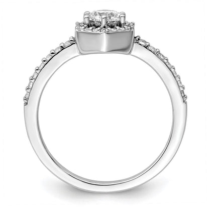14K Weißgold Verlobungsring mit 0,625 ct. im Labor gezüchteten Diamanten VS/SI+ G+, rund, geometrischer Halo