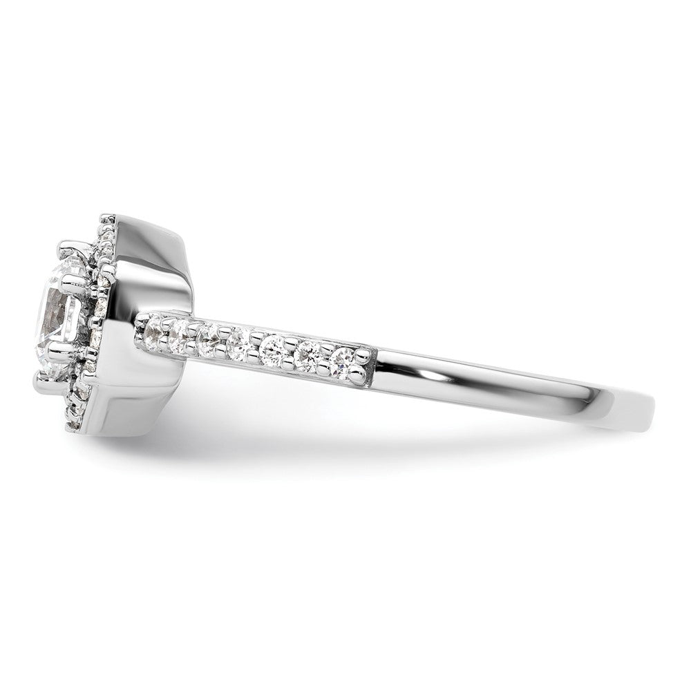 14K Weißgold Verlobungsring mit 0,625 ct. im Labor gezüchteten Diamanten VS/SI+ G+, rund, geometrischer Halo
