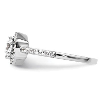 14K Weißgold Verlobungsring mit 0,625 ct. im Labor gezüchteten Diamanten VS/SI+ G+, rund, geometrischer Halo