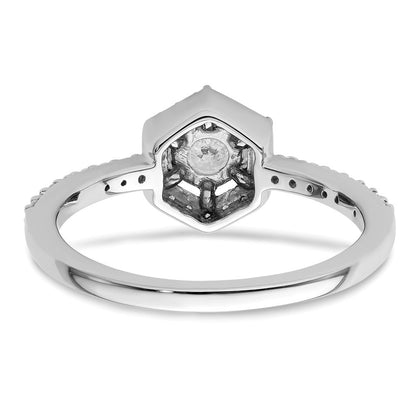 14K Weißgold Verlobungsring mit 0,625 ct. im Labor gezüchteten Diamanten VS/SI+ G+, rund, geometrischer Halo