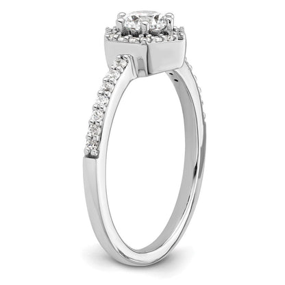 14K Weißgold Verlobungsring mit 0,625 ct. im Labor gezüchteten Diamanten VS/SI+ G+, rund, geometrischer Halo
