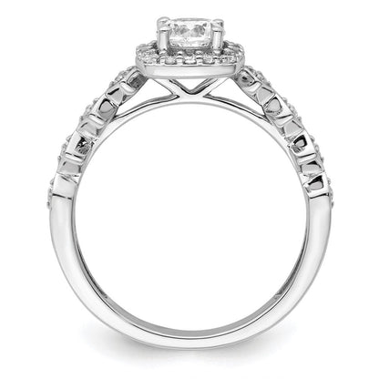 14K Weißgold Verlobungsring mit 0,75 ct. im Rundschliff, Laborgezüchteten Diamanten VS/SI+ G+ und durchgehender Halo-Fassung