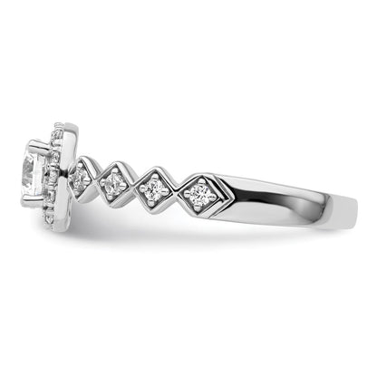 14K Weißgold Verlobungsring mit 0,75 ct. im Rundschliff, Laborgezüchteten Diamanten VS/SI+ G+ und durchgehender Halo-Fassung
