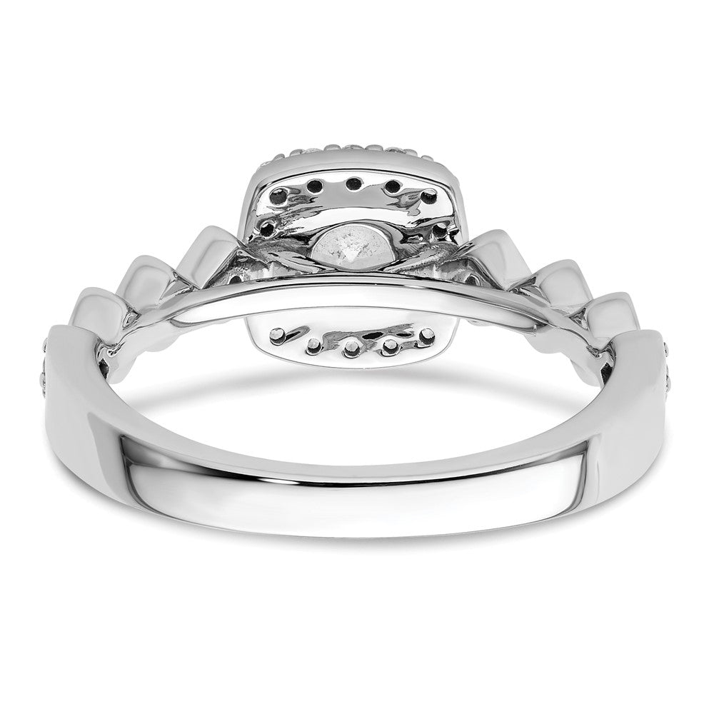 14K Weißgold Verlobungsring mit 0,75 ct. im Rundschliff, Laborgezüchteten Diamanten VS/SI+ G+ und durchgehender Halo-Fassung