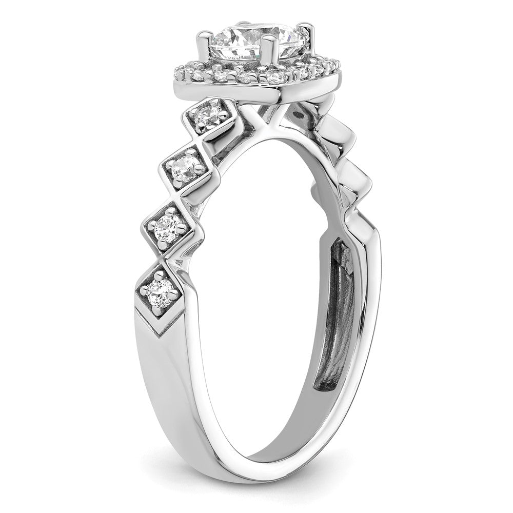 14K Weißgold Verlobungsring mit 0,75 ct. im Rundschliff, Laborgezüchteten Diamanten VS/SI+ G+ und durchgehender Halo-Fassung