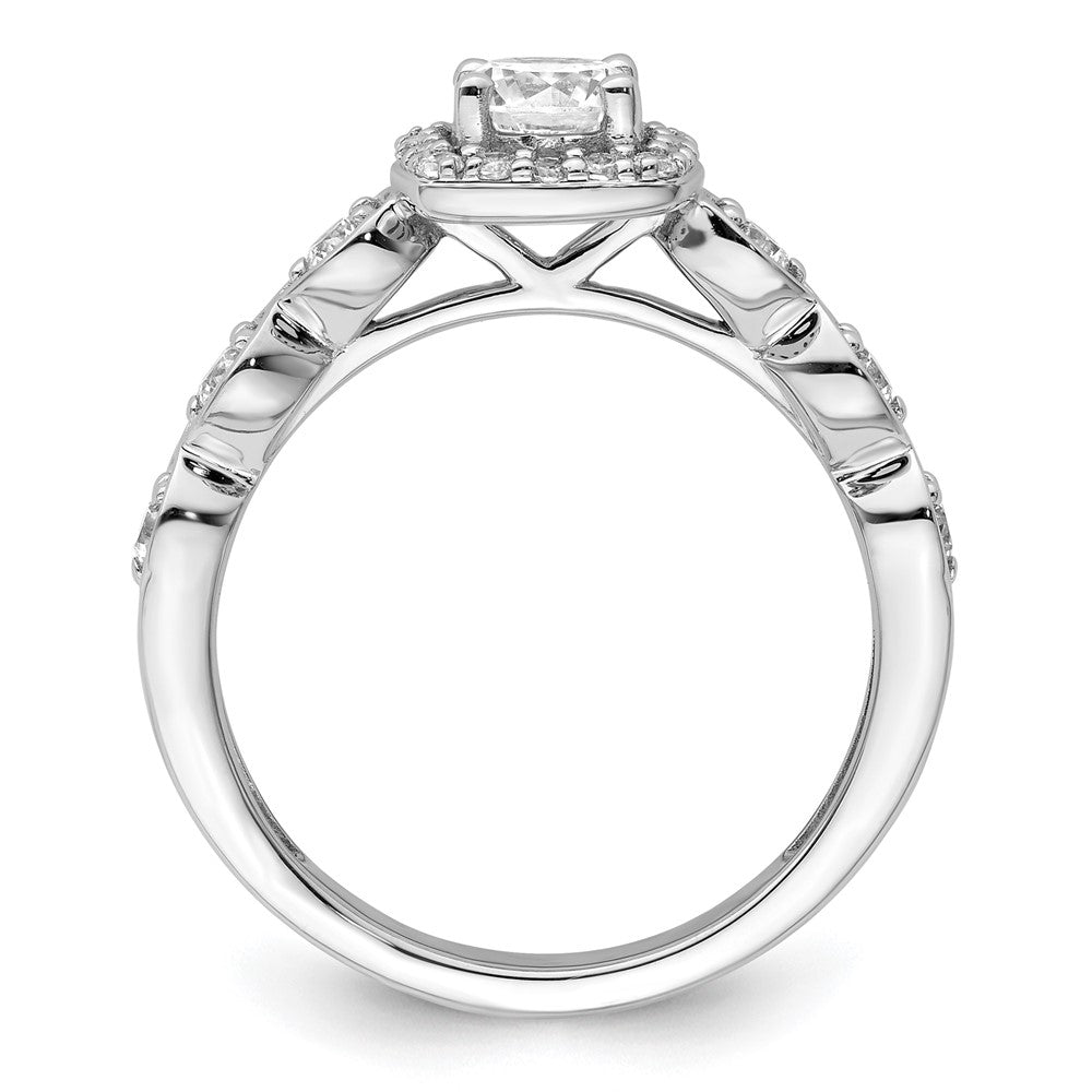 14K Weißgold Verlobungsring mit 0,875 ct. Laborgezüchteten Diamanten, rundem Schliff und Halo-Fassung, VS/SI+ G+