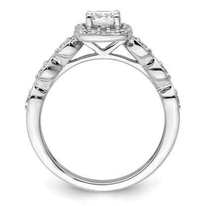 14K Weißgold Verlobungsring mit 0,875 ct. Laborgezüchteten Diamanten, rundem Schliff und Halo-Fassung, VS/SI+ G+