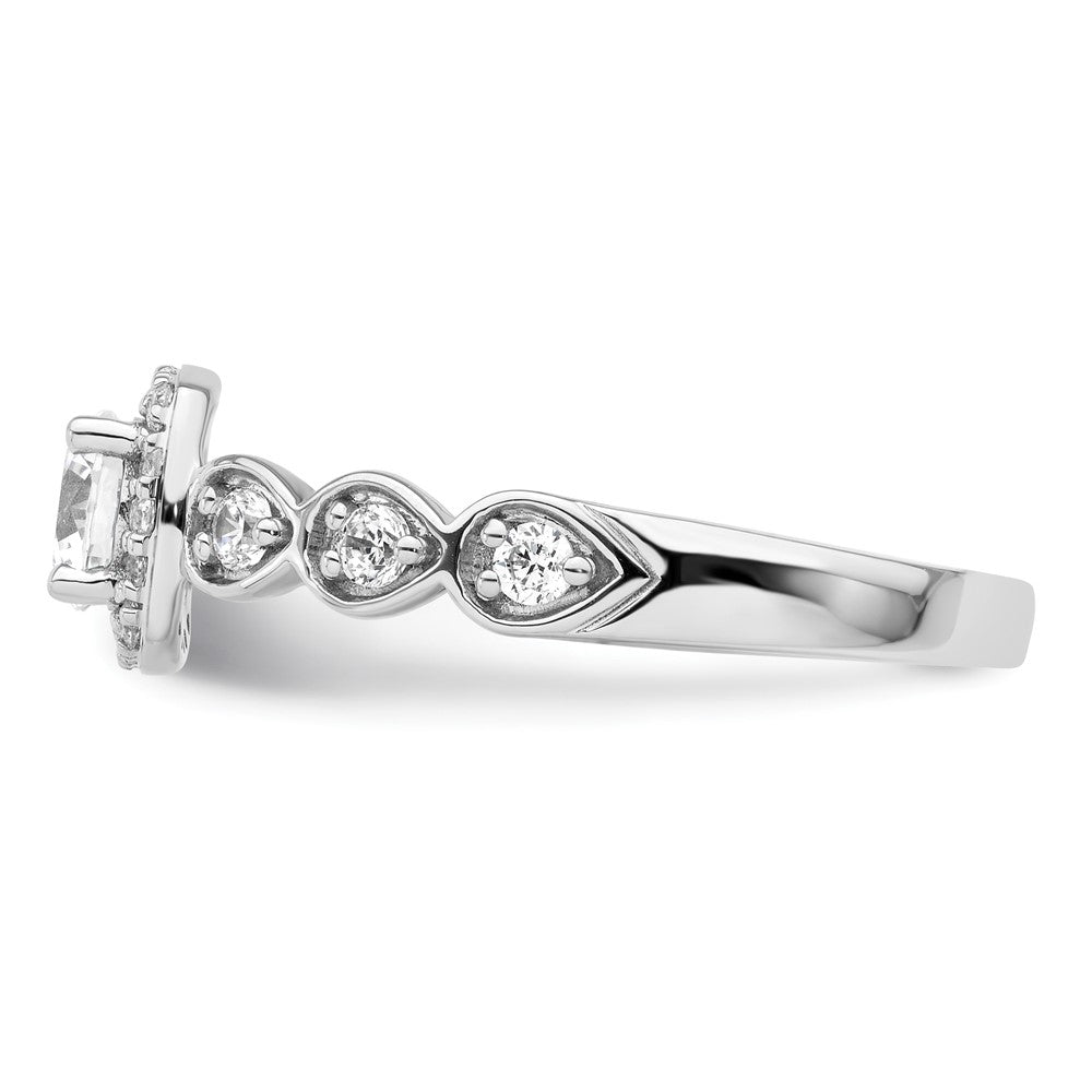 14K Weißgold Verlobungsring mit 0,875 ct. Laborgezüchteten Diamanten, rundem Schliff und Halo-Fassung, VS/SI+ G+