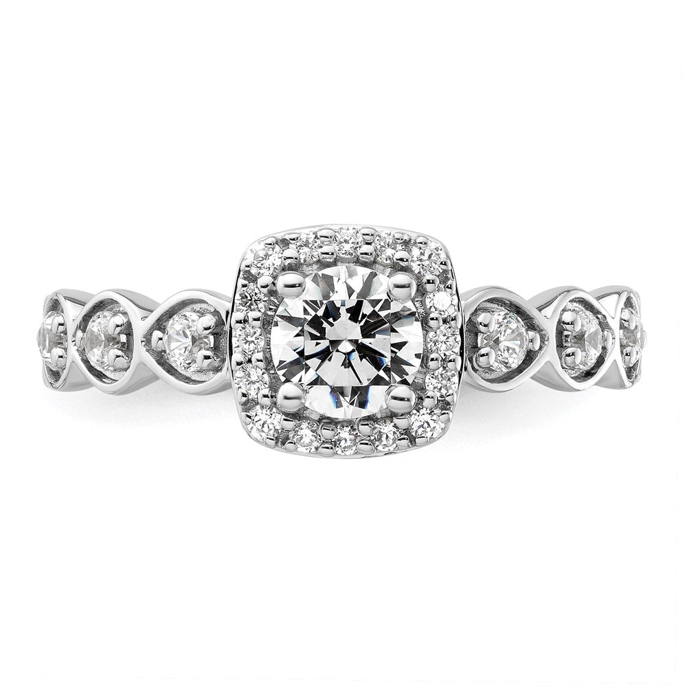 14K Weißgold Verlobungsring mit 0,875 ct. Laborgezüchteten Diamanten, rundem Schliff und Halo-Fassung, VS/SI+ G+