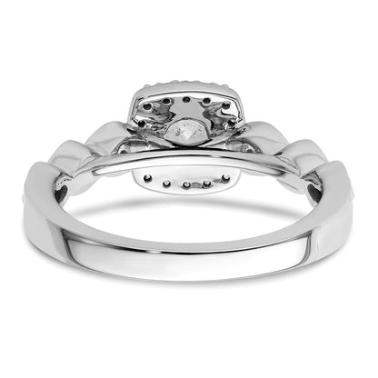 14K Weißgold Verlobungsring mit 0,875 ct. Laborgezüchteten Diamanten, rundem Schliff und Halo-Fassung, VS/SI+ G+