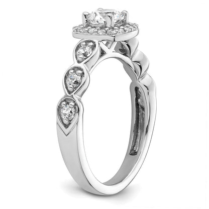 14K Weißgold Verlobungsring mit 0,875 ct. Laborgezüchteten Diamanten, rundem Schliff und Halo-Fassung, VS/SI+ G+