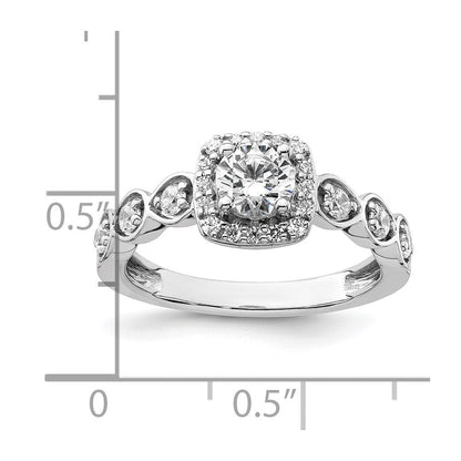 14K Weißgold Verlobungsring mit 0,875 ct. Laborgezüchteten Diamanten, rundem Schliff und Halo-Fassung, VS/SI+ G+
