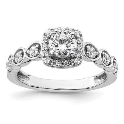 14K Weißgold Verlobungsring mit 0,875 ct. Laborgezüchteten Diamanten, rundem Schliff und Halo-Fassung, VS/SI+ G+