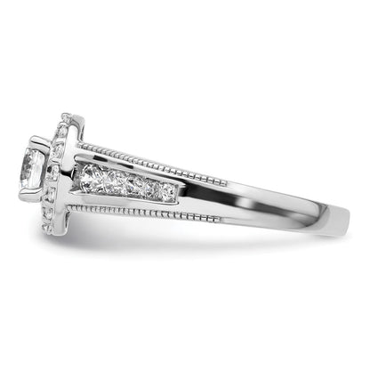 14K Weißgold 1 ct. Labordiamant VS/SI+ G+ Rund Halo-Verlobungsring