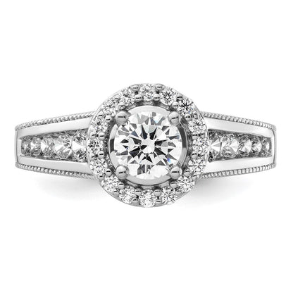 14K Weißgold 1 ct. Labordiamant VS/SI+ G+ Rund Halo-Verlobungsring