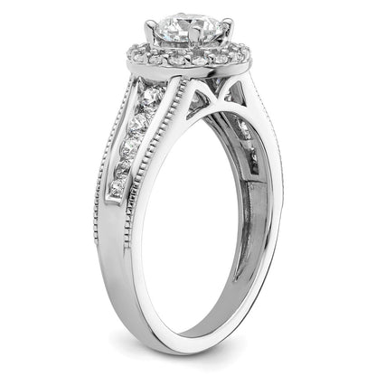 14K Weißgold 1 ct. Labordiamant VS/SI+ G+ Rund Halo-Verlobungsring