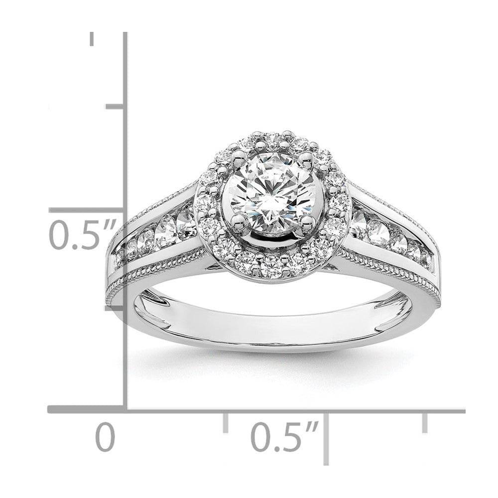 14K Weißgold 1 ct. Labordiamant VS/SI+ G+ Rund Halo-Verlobungsring