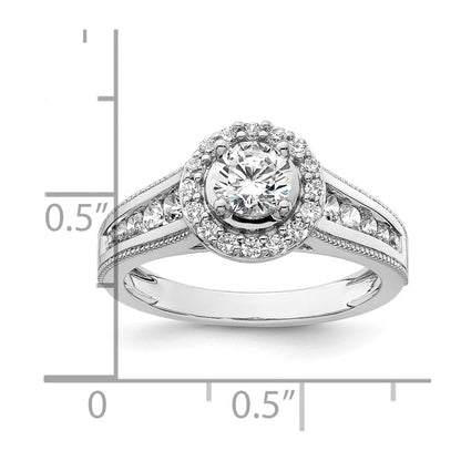14K Weißgold 1 ct. Labordiamant VS/SI+ G+ Rund Halo-Verlobungsring