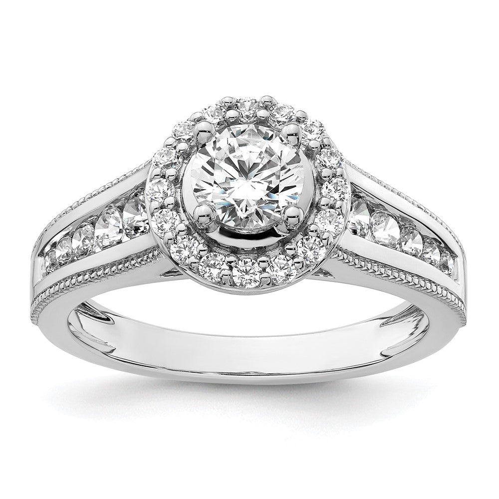 14K Weißgold 1 ct. Labordiamant VS/SI+ G+ Rund Halo-Verlobungsring
