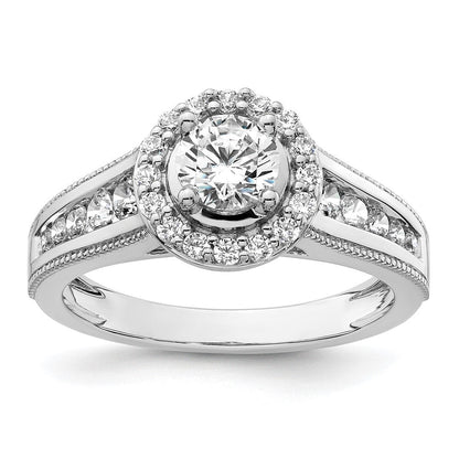 14K Weißgold 1 ct. Labordiamant VS/SI+ G+ Rund Halo-Verlobungsring