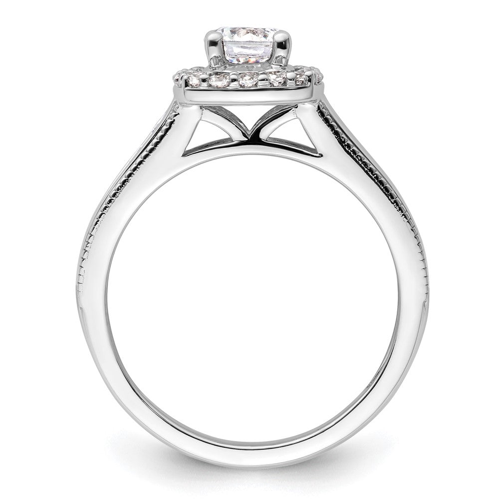 14K Weißgold Verlobungsring mit 1 ct. Laborgezüchtetem Diamant im Rundschliff, VS/SI+ G+, mit Halo-Fassung