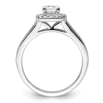 14K Weißgold Verlobungsring mit 1 ct. Laborgezüchtetem Diamant im Rundschliff, VS/SI+ G+, mit Halo-Fassung