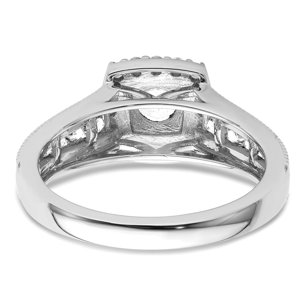 14K Weißgold Verlobungsring mit 1 ct. Laborgezüchtetem Diamant im Rundschliff, VS/SI+ G+, mit Halo-Fassung