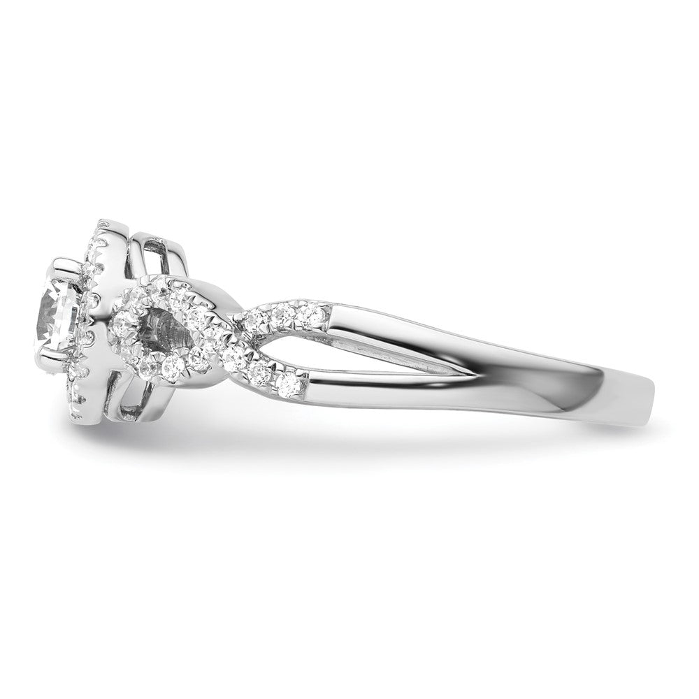 14K Weißgold 0,625 ct. Labor gezüchteter Diamant VS/SI+ G+ Rund Fancy Halo Verlobungsring