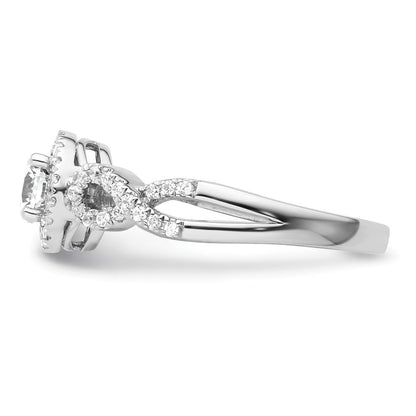 14K Weißgold 0,625 ct. Labor gezüchteter Diamant VS/SI+ G+ Rund Fancy Halo Verlobungsring