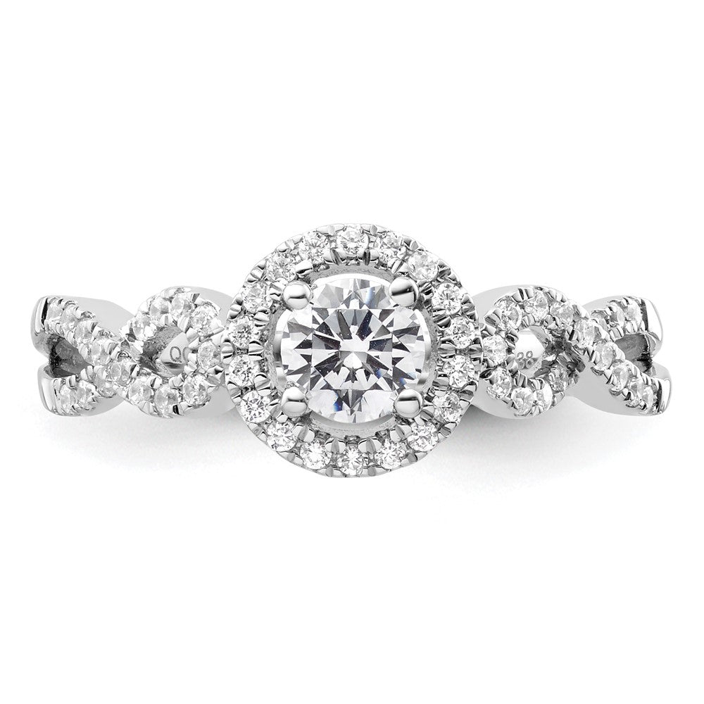 14K Weißgold 0,625 ct. Labor gezüchteter Diamant VS/SI+ G+ Rund Fancy Halo Verlobungsring