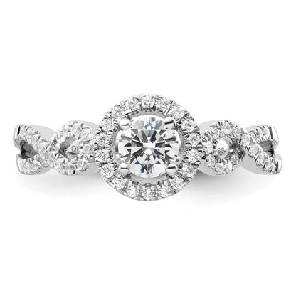 14K Weißgold 0,625 ct. Labor gezüchteter Diamant VS/SI+ G+ Rund Fancy Halo Verlobungsring