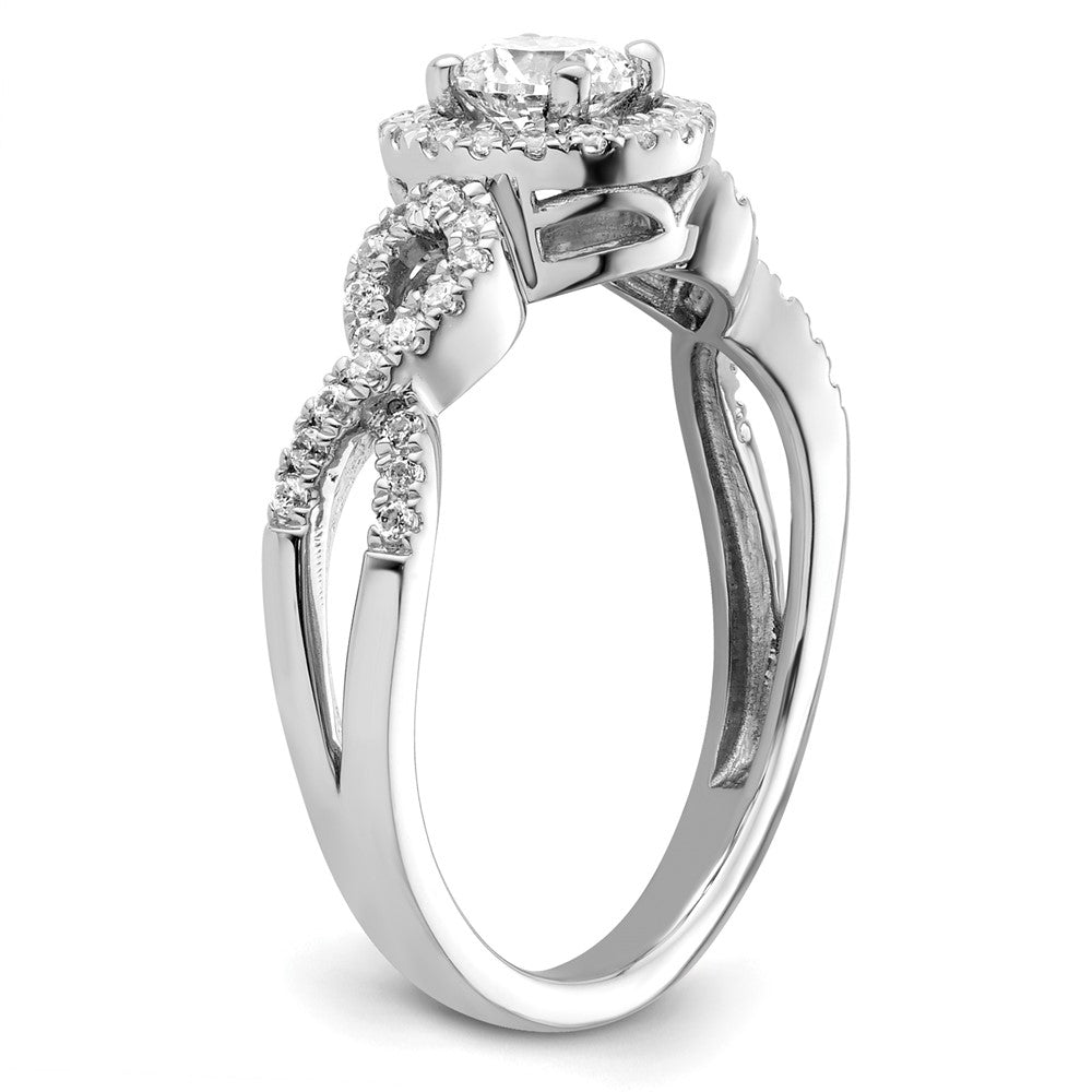 14K Weißgold 0,625 ct. Labor gezüchteter Diamant VS/SI+ G+ Rund Fancy Halo Verlobungsring